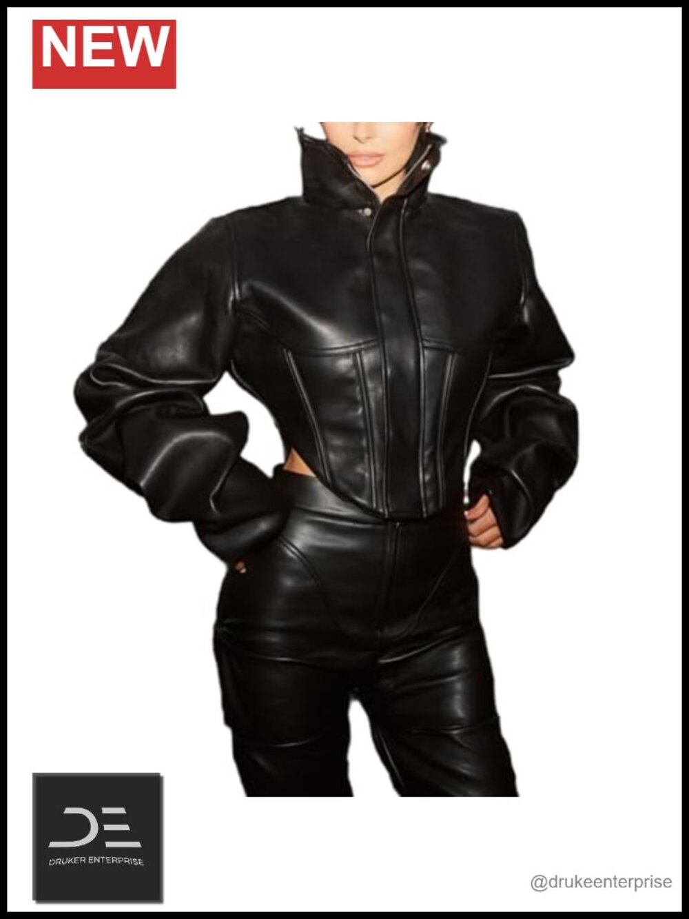 Faux Leather Jacket Retro Zip Up Motorcycle Crop Bomber Y2K Streetwear